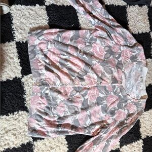 Banana Republic Pink and Gray Floral Button Down Shirt